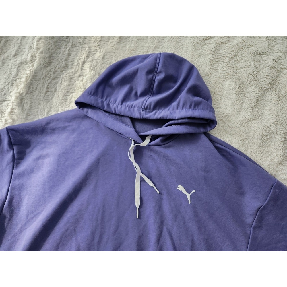 PUMA Womens Large‎ Cropped Hoodie Sweatshirt Purple Keeps You Dry Long Sleeve L